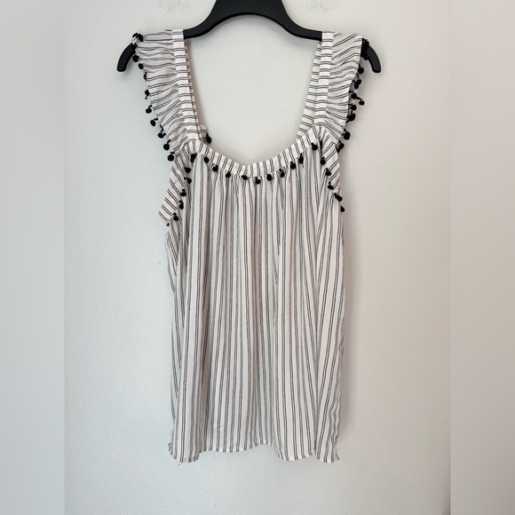 LOFT Tops - LOFT Striped Pom Pom Tank - Size Large